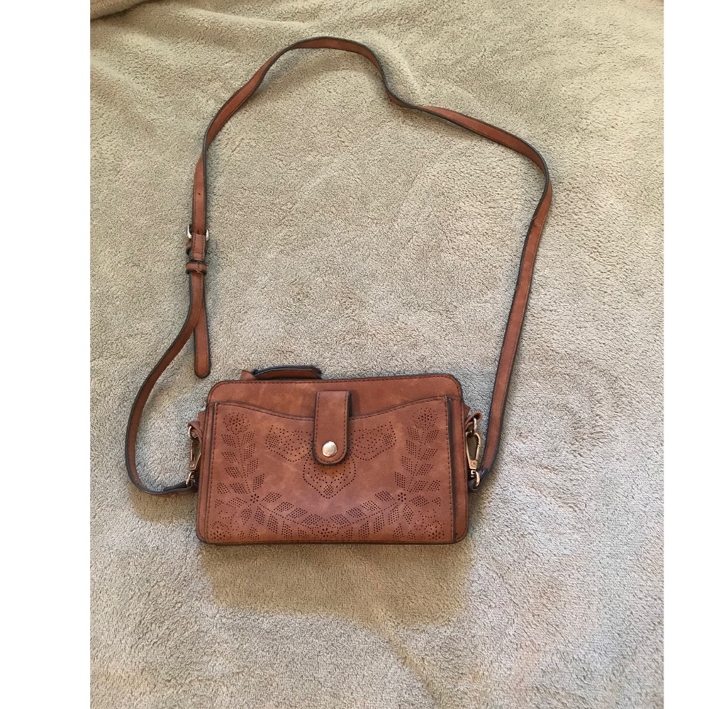Small brown leather cross body